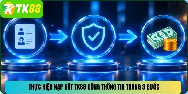 Thực hiện nạp rút TK88 đúng thông tin trong 3 bước
